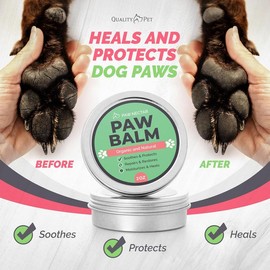 Dog Paw Balm Heals, Cracked & Damaged Paws - 100% Organic & Natural Cream Butter, Wax, Moisturizer, 2 Oz