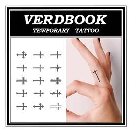 VERDBOOK Waterproof Temporary Tattoos: 2-Sheet Tattoo Kit with Realistic Body Stickers, Semi-Permanent Tattoos for Adults Lasting 7-15 Days – Safe for Men & Women, Celestial Crosses
