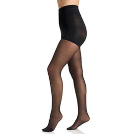 Berkshire Women's Silky In Control Tummy and Thigh Shaping Pantyhose with Reinforced Toe, Fantasy Black, 3-4