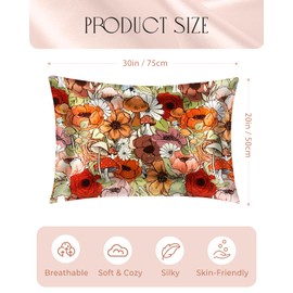 Miss Adola Silk Pillowcase 2 Pack - Standard 50x75cm Mulberry Silk Pillow Cases for Hair and Skin with Hidden Zipper Aesthetic Design Pattern Bed Pillow Protector for Women Girls, Mogu Bushes