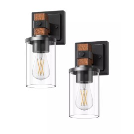 Dewenwils EDISHINE 2Pack Wall Sconces Farmhouse Vanity Lights Fixtures Wood Rustic Lamp