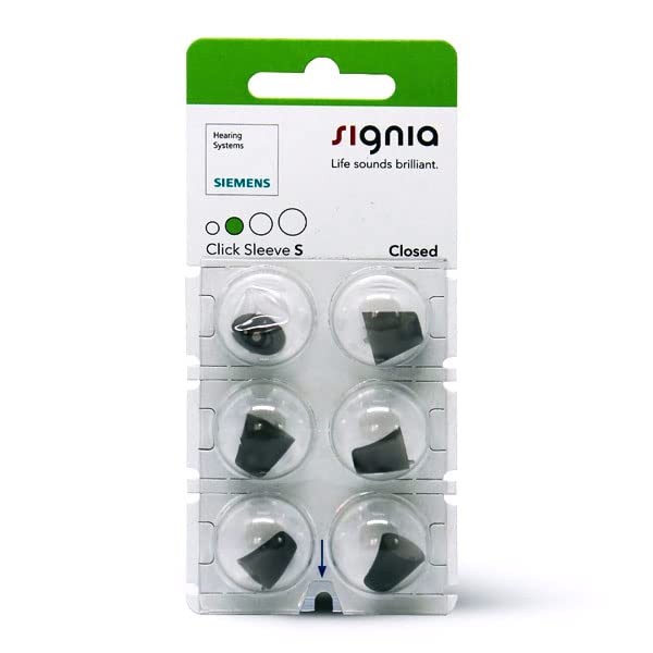 Sivantos Signia Click Sleeves Closed (Pack of 6) for Siemens, Signia and Audio Service IdOs and Ex Listeners (S)