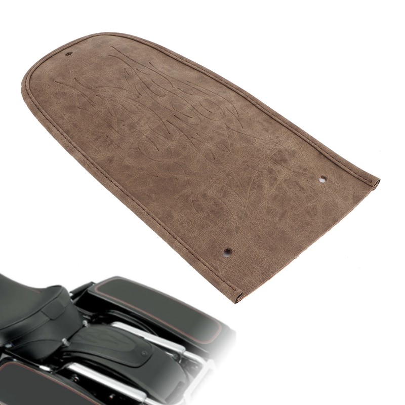 Motorcycle Fender Bib Cover Artificial Leather Decorative Pad Flame Pattern