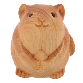 Vaguelly Wooden Hamster Model Home Decoration Wooden Hamster Statue Carved Animal Decor Wood Animal Craft Hamster Figurine Wood Animal Decoration Wood Carving Animal Statue Light Brown