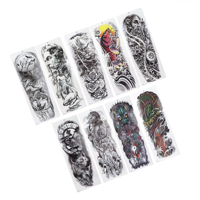9 x Full Arm Tattoos - Waterproof Temporary Tattoo Stickers
