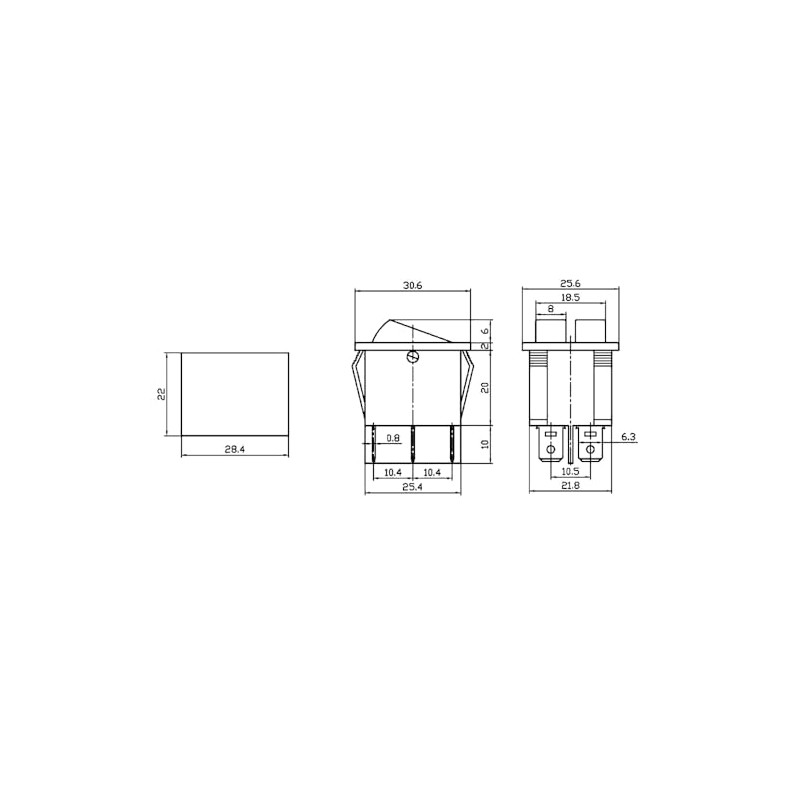 WITTKOWARE Dual Control Rocker Switch, 30 x 22 mm, 2-Pole,