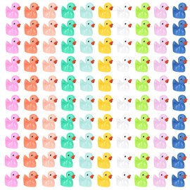 Vyuwast 100 Pcs Mini Resin Ducks, Cute Mini Ducks Tiny Resin Ducks Little Ducks Miniature Ducks Mini Resin Animals Tiny Ducks Ornaments Realistic Mini Ducks for Garden Aquarium Dollhouse Landscape