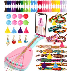 Ophy Friendship Bracelet Making Kit, Bracelet Making Kit Phone Holder Braiding Loom Maker with 35 Bundles 19 Colors Thread, DIY Arts and Crafts Toys Loom Bands Kit Birthday Gifts for Girls 6-12 Years