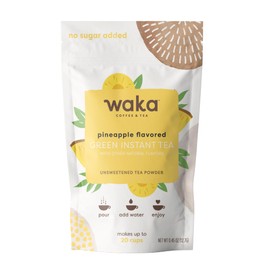 Waka Tea Powder — Unsweetened Pineapple Green Instant Tea Travel Size/Sample Packet — 100% Tea Leaves — 20 Servings for Hot or Iced Tea