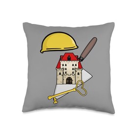Dream House Real Estate Builder Trowel Key House Helmet Throw Pillow