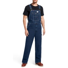 HISEA Mens Denim Bib Overalls, Men's Regular Fit Overall Flex Workwear with Adjustable Straps and Convenient Tool Pockets
