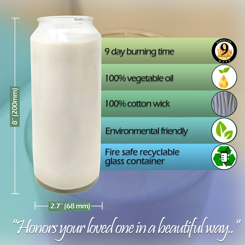 Hyoola 9 Day White Prayer Candle in Glass Jar- 3