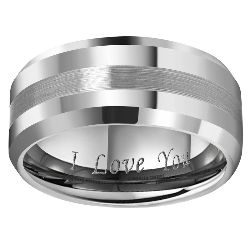 CROWNAL 6mm 8mm 10mm Tungsten Carbide Wedding Band Ring Engraved