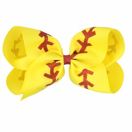 Softball Hair Clips Bow (01Yellow, 20CM)