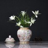 Enamel Ginger Jar with Lid 7.72"H,Handmade Chinoiserie Ginger Jar, Ceramic