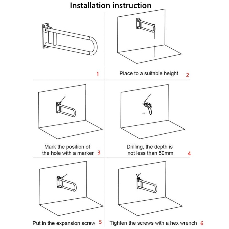 Tuntrol 23.6 inch Foldable Handrail Grab Bars, Wall Mounted Toilet