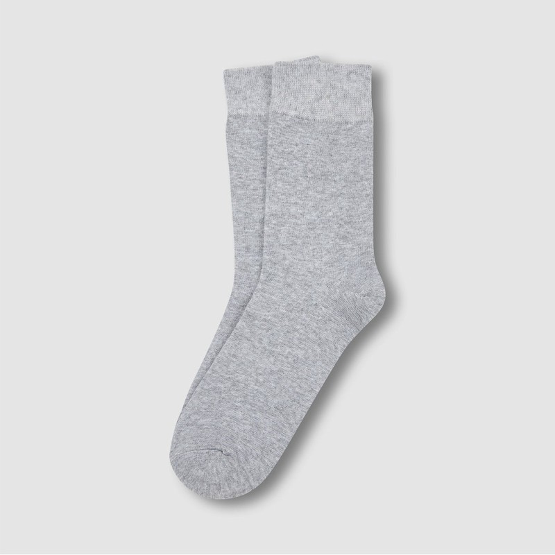 JAJU [JAJU] Men's Mid-Calf Cotton Socks 5-Pack_Melange Grey
