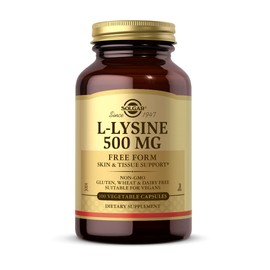 Solgar L-Lysine 500 mg - 100 Vegetable Capsules - Skin & Collagen Support - Non-GMO, Vegan, Gluten Free - 100 Servings