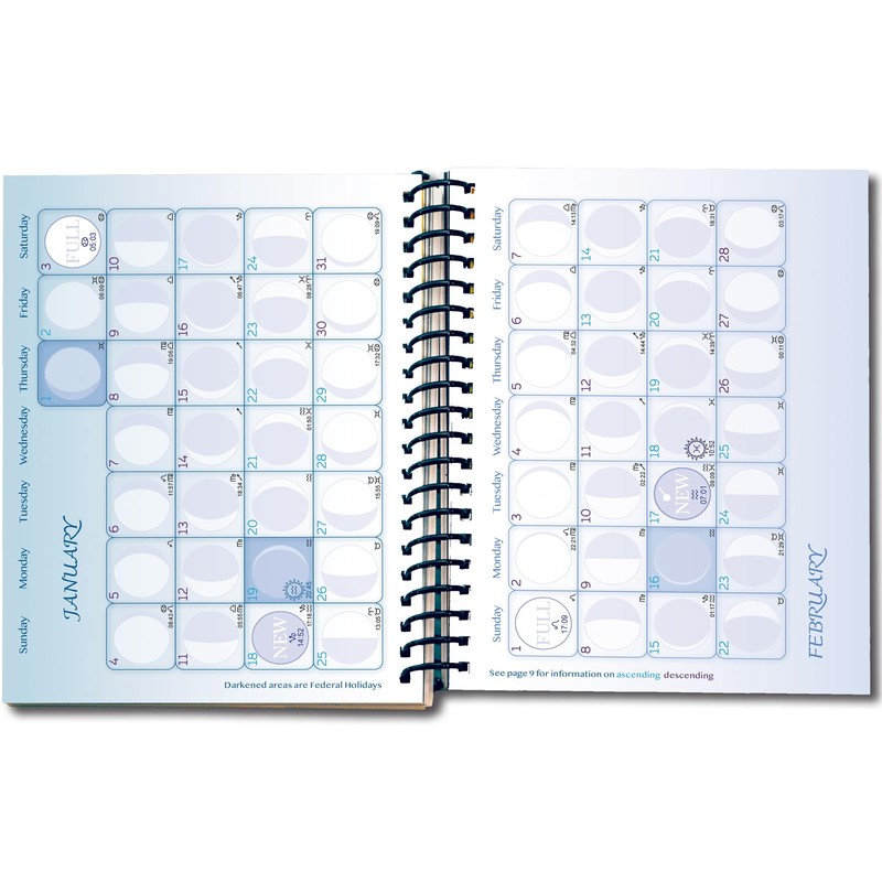 Astrocal Moon Diary 2026, Lunar Calendar Datebook, Personal Organiser, Moon