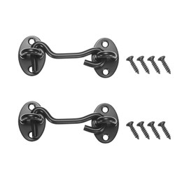 M METERXITY 2-Pack Hook and Eye Latch for Door 3 Inch Stainless Steel Gate Latch Barn Door Lock Hook and Eye Gate Latch for Gate/Shutters/Window/Cabinet/Bathroom [Black]