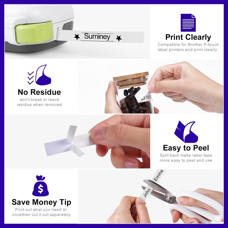 3x Replace Brother P-Touch TZe Tape