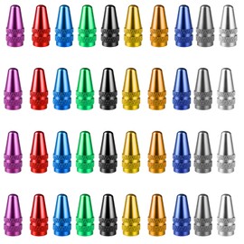 JIYIN 40PCS Presta Valve Caps, 10 Colors Bicycle Tire Valve Covers, Stainless Steel Presta Valves Cap Dust Protectors French Style Bicycle Valves Cap for MTB, Road, Hybrid Bike