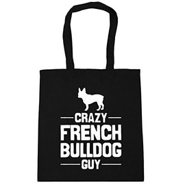 Hippowarehouse Crazy French Bulldog guy Tote Shopping Gym Beach Bag 42cm x38cm, 10 litres