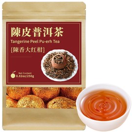 Yuexi Tangerine Peel Puerh Tea Da Hong Gan Pu-erh Xinhui Orange Peel Puer Xinhui Chenpi Pu'er Tea Pu'er CookedTea 陈皮普洱茶 大红柑 青柑普洱茶 新会陈皮 中国茶 250g/8.8oz