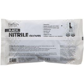 ForPro Professional Collection Disposable Nitrile Gloves, Chemical Resistant, Powder-Free, Latex-Free, Non-Sterile, Food Safe, 4 Mil, Black, Large, 30-Count