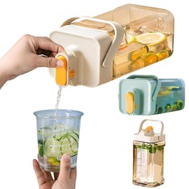MGOXO Barley Tea Pot, Pitcher, Tea Pot, Horizontal Placement, Drink Server, 1.9 gal (3.5 L), Cold Water Bottle, Teapot with Lid, Unbreakable, Easy to Wash, Stylish, Easy to Hold, Summer Item, Outdoor