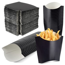 100 Pack 4oz French Fry Box Small French Fry Containers Black and White Stripes French Fry Holder Disposable Popcorn Cups Paper Takeout Boxes for Black and White Party