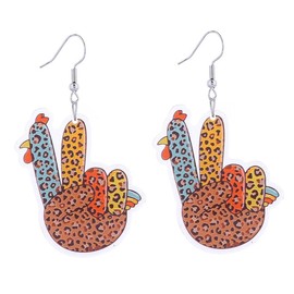 ONLYJUMP Thanksgiving Cute Acrylic Turkey Chicken Earrings for Women Thanksgiving Fall Themes Drop Earrings Cute Farm Cow Hen Chicken Earrings Funny Animal Jewelry (Leopard)