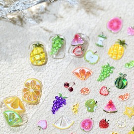 Nail Stickers for Nail Art Fruit Nail Art Stickers Summer Cute 5D Embossed Nail Decals Self-Adhesive Nails Supply Manicure Sliders for Nails Decoration