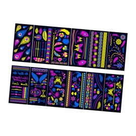 Perfk 12Pcs Glow in The Dark Tattoos React to Black Light Decorations Party Supplies Body Paint for Birthday Parties, Style B