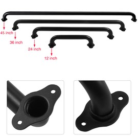 Purife 1 FT Metal Short Handrail for Indoor Stairs 2 Pack - Pipe Wall Handrial for Garag Basemnet Steps, Outdoor Deck Hand Rail, Iron Banister Railing, Door Pull Handle (Matte Black)