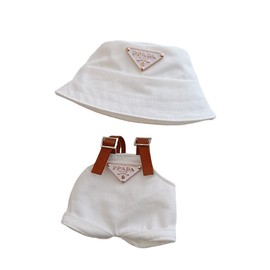 17cm Clothes Set for Doll(NO Doll), Hat & Overalls Set for 17cm Accessories Suit, Cute Clothes for Dress up Unique Style (White)