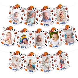 Sports 1st Birthday Decorations All Star Monthly Photo Banner for Boys Sports All Star First Birthday Party Supplies