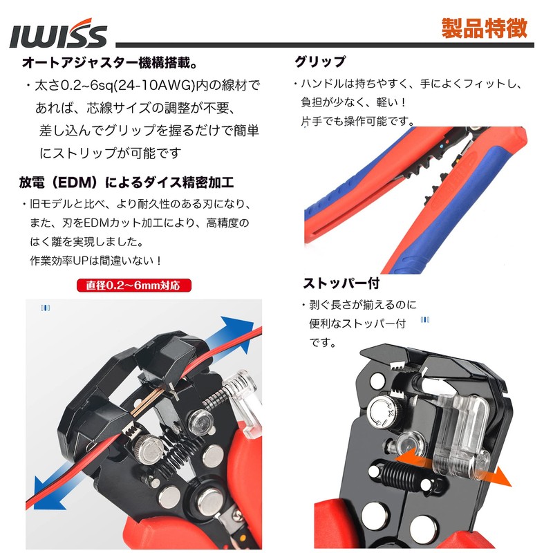 IWISS Auto Multi Stripper, Wire Stripper, 0.2 sq - 6.0