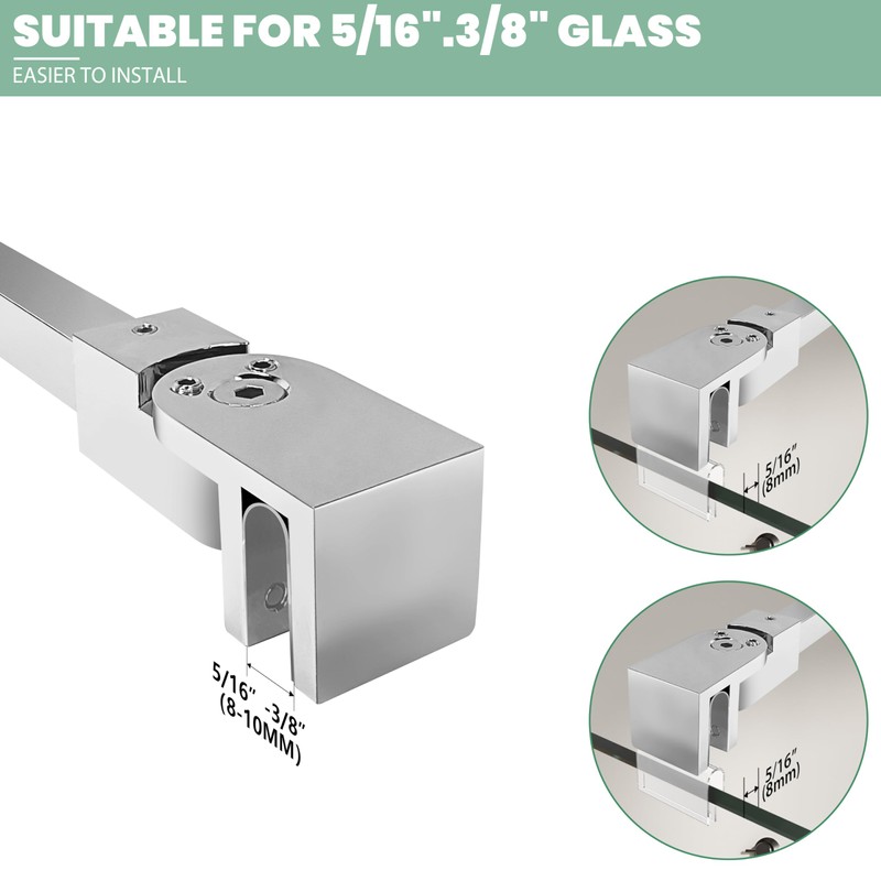 Shower Door Support Bar, Wall-to-Glass Support Arm 450-700mm Long to