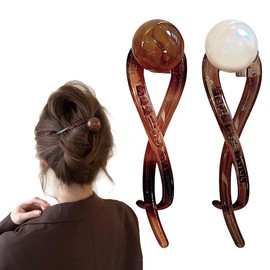 2 Stück Haarspangen für Damen, Pearl Ein-Wort-Greifer, Haarspangen für dickes Haar Rutschfestes Haar Jaw Clips Haarstyling-Zubehör für Frauen Mädchen