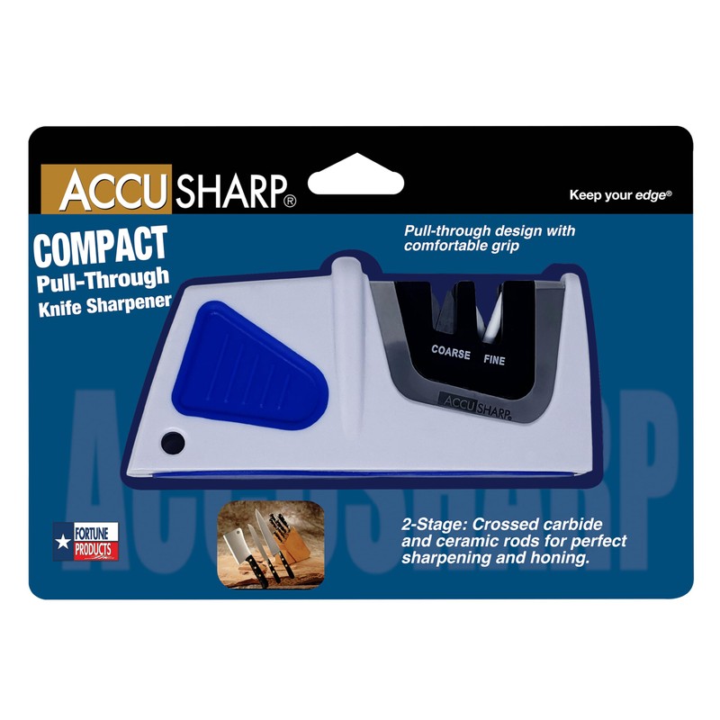 AccuSharp Compact Pull-Through 2-Stage Knife Sharpener, Repairs & Restores Kitchen