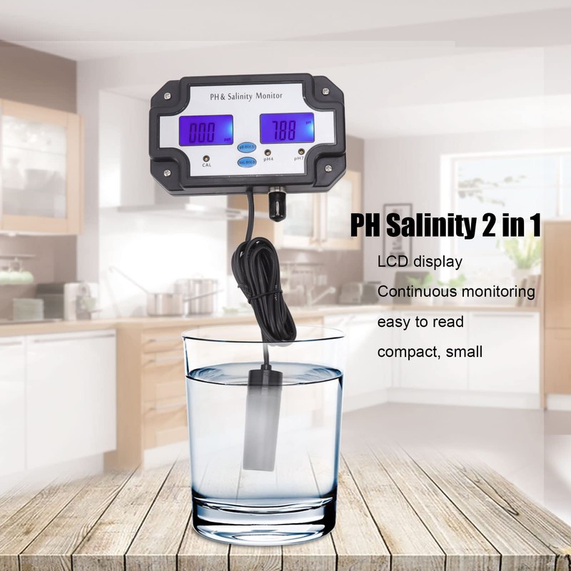 Digital Water Quality Meter PH Salt Content 2-in-1 Continuous Monitoring
