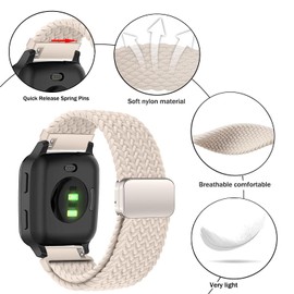 Issinlky Nylon Braided band for Garmin Venu Sq/Sq Music/Venu Sq 2/Sq 2 Music, 20mm Elastic Strap for Garmin Venu 2 Plus/Vivoactive 3/Vivoactive 5/Garmin Venu/Vivomove HR/Forerunner 55 245 645