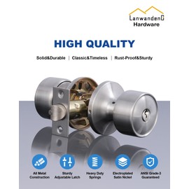 Lanwandeng 4 Sets Keyed Alike Entry Door Knobs and Single Cylinder Deadbolt Lock Combo Set Security for Entrance and Front Door, All Keyed Same Door Lock with Classic Satin Nickel Finish