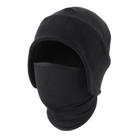 Connectyle Men's Fleece Earmuffs Cap with Face Cover, Warm Cap, Cold Protection Hat, Black