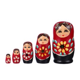 Toddmomy Russian Dolls 1 Set Small Russian Nesting Doll Wooden Stacking Nested Set Indoor Manager Scene for Home Display Tables Mantle Party Decor Red Kids Toys