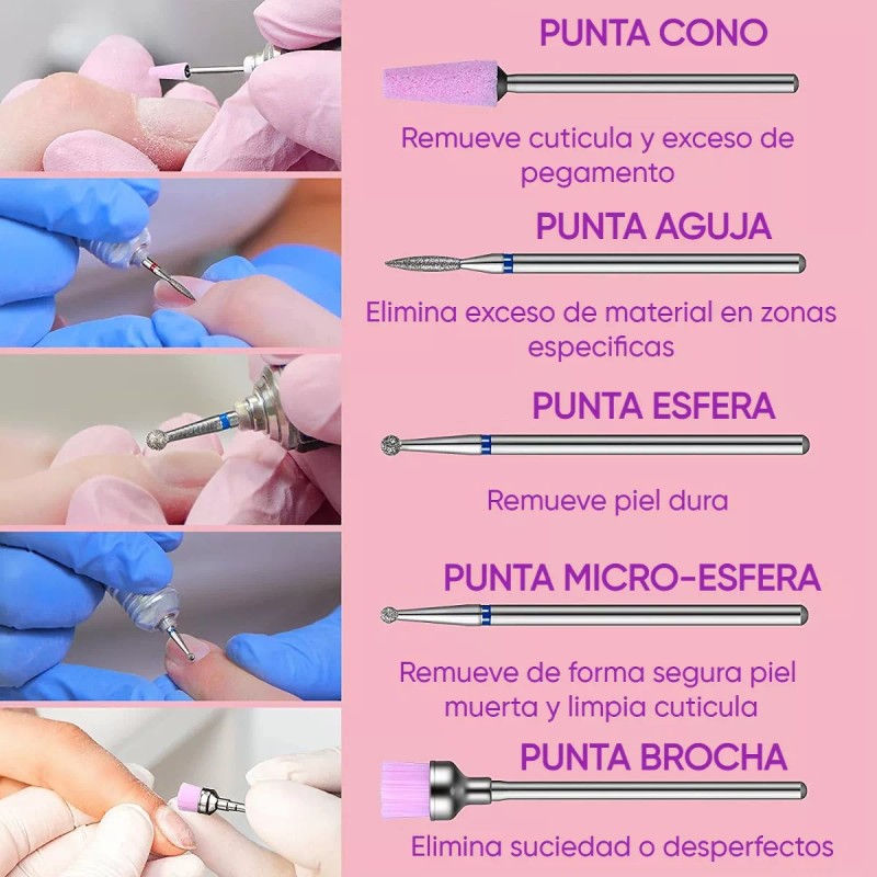 Juego De Brocas De Dril Uñas Manicura Profesional 30 Piezas