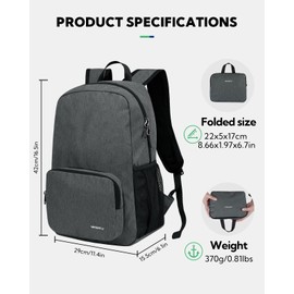 Waterfly 20L Foldable Backpack Daypack: Packable Travel Backpack Folding Rucksack Lightweight for Hiking City Walk Men Women