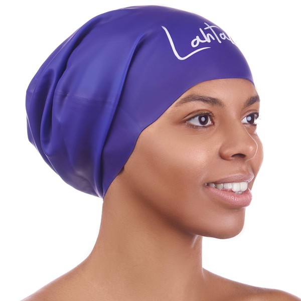 Long Hair Swim Cap - Swimming Caps for Women Men - Extra Large Swimming Caps Waterproof Silicone Swim Cap - Dreadlocks - Suits Recreational Swimmers (Bluebonnet Blue XL)