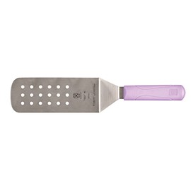 Mercer Culinary Millennia Perforated Turner/Spatula with Purple Handle, 8 Inch x 3 Inch